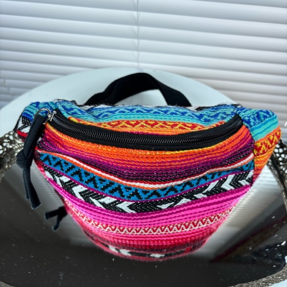 Unbranded Handbags - Bohemian Fanny Pack Aztect Tribal Pattern Zip Closure Festival Stash Belt Bag